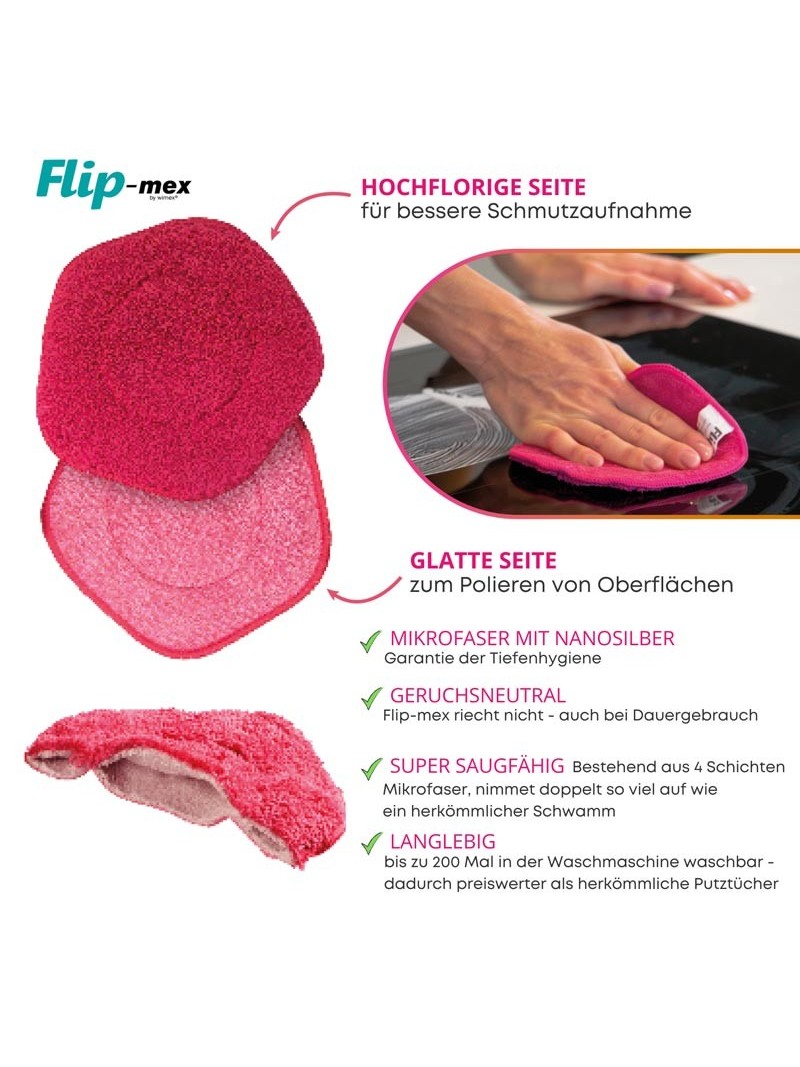SPARSET Flip-mex Mikrofaser Schwammtücher. Antibakteriell & Geruchsneutral - 2 St