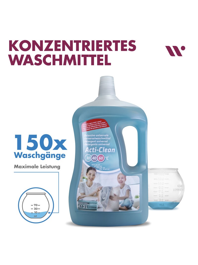 ACTI-CLEAN Universalwaschmittel. Mit Dosierwaschkugel - 3 liter