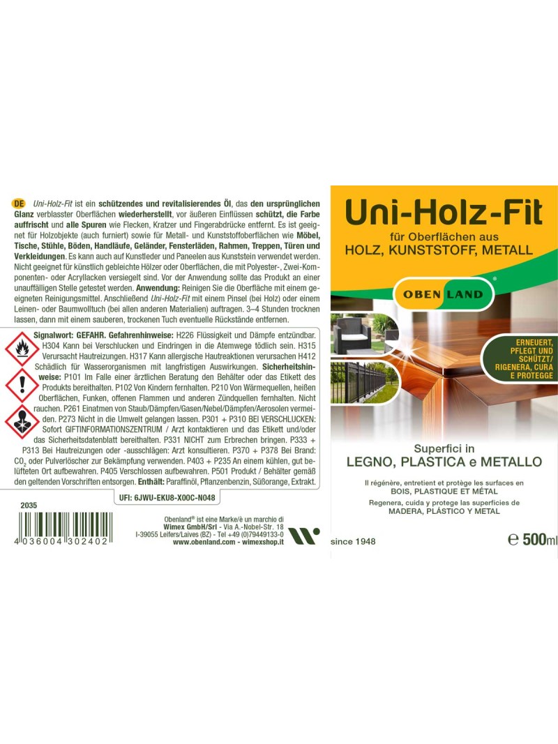 UNI-HOLZ-FIT Holzpflege 500 ml